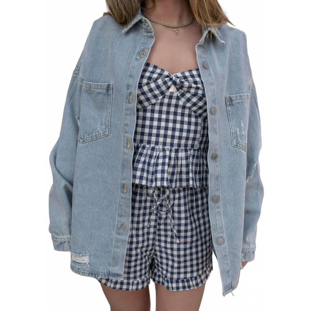NEW BY TOGETHER harper jean jacket in blue